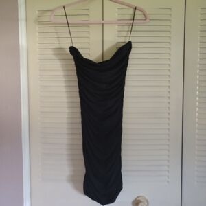 Black strapless fitted dress